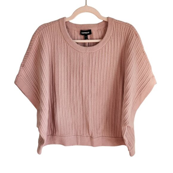Express Sweaters - Express Sweater Pink XL Women's Oversized Vest Short Sleeve Ribbed